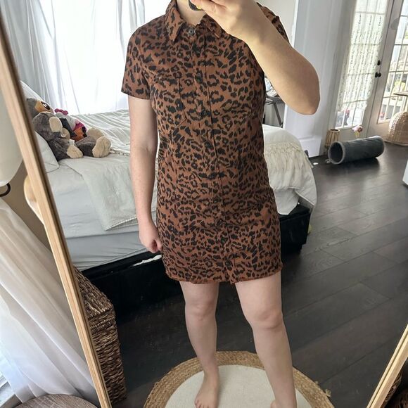 Show Me Your Mumu Women’s Small Mumu Blue Cyrus Mini Dress Bronze Leopard New NW - Picture 1 of 5